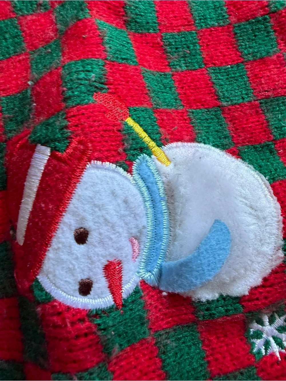 Red & Green Checkered Holiday Dog Sweater with Snowman KYEESE Wear L